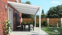8 Gumax veranda side view 5.06m wide x 3m deep modern white with opal polycarbonate roof